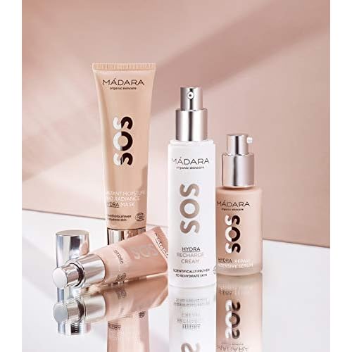 Madara SOS Hydra Recharge Face Moisturizer Cream, 50 ml, Hyaluronic Acid + Northern Peony + Linseed, Hydrating Day & Night Cream for Dry/Sensitive Skin, Vegan, Dermatologist Tested