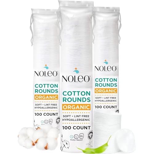 Organic Cotton Rounds Compatible with Makeup Products, Eye Makeup Remover Pads and Baby Wipes, Small, 600 Count - Noleo