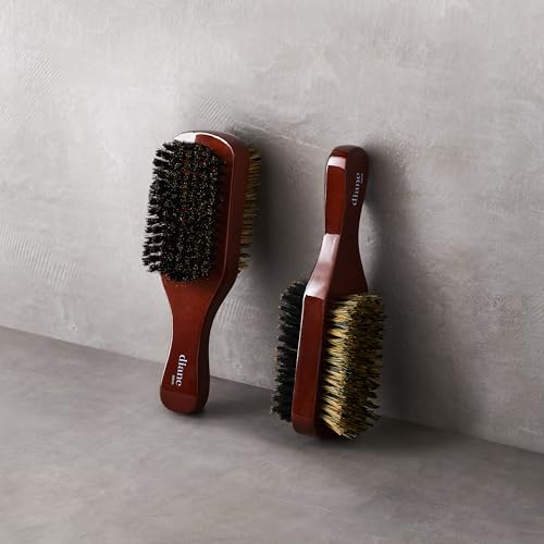 Diane Premium 100% Boar Bristle 2-Sided Club Brush for Men, Medium Firm Bristles for Thick, Curly or Coarse Hair, Mens Brush for Detangling, Smoothing, Wave Styles, Soft on Scalp, Restores Shine