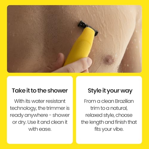 Gorilla Technique Men¡¯s Groin & Body Hair Trimmer ? 2-Way Pivot Blade, No-Nick Skin Guard, 4 Trimming Heads, 1?6mm Combs, IPX4 Waterproof, Electric Shaver for Pubic & Ball