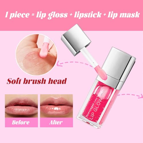 Hydrating Lip Glow Oil Long Lasting Plumping Lip Gloss Transparent Toot Lip Balm Moisturizing Lip Oil Repairing Lip Lines and Prevents Dry Cracked for Lip Care and Dry Lips 3PCS