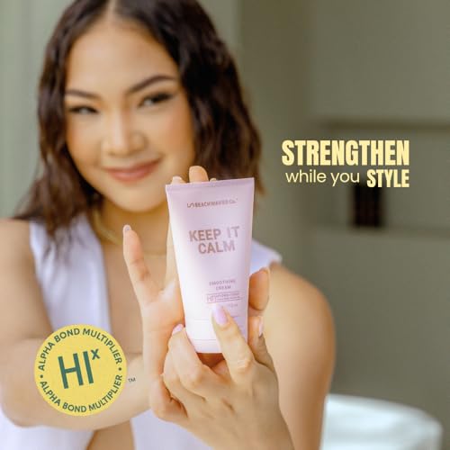 The Beachwaver Co. Keep It Calm Smoothing Cream - Full Size (3.8 Oz) Styling Cream for Smooth, Sleek Hair Anti-Frizz Flyaway Tamer w/HiX Vegan Bond Multipliers Polynesian Pink Sugar(Pack of 2)
