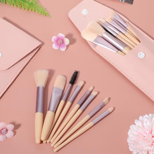 20 Sets Pink Travel Makeup Brush Set Bulk Synthetic Fiber Makeup Brushes Set Bridesmaid Gift for Wedding Bridal Shower Favors Bachelorette Party Gift (Ivory Beige)