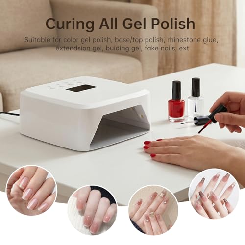 UV Nail Lamp CHRISTINE SHELLY, Rechargeable LED Nail Light Professional Nail Dryer with 4 Timer Setting, Touch Control & Auto Sensor Curing lamp, White Women
