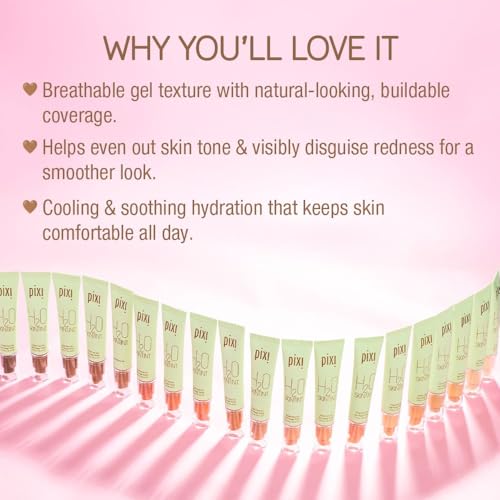 Pixi H2O SkinTint | Tinted Gel Moisturizer | Lightweight, Hydrating & Water-Resistant | Evens Tone & Reduces Redness | Mocha | 1.2 fl oz/35 ml