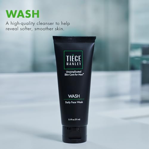 Tiege Hanley Daily Face Wash for Men, Gentle Fragrance-Free Cleanser with Jojoba Oil, Aloe, & Vitamin B3, Hydrating Foaming Formula for Deep Clean, Gentle on Sensitive Skin, Men¡¯s Skin Care, 2.5 Fl Oz