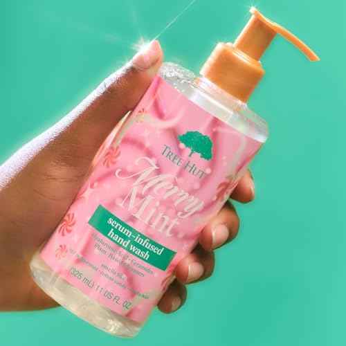 Tree Hut Merry Mint Serum Infused Hand Wash, Nourish & Hydrate Hands, Strengthening Skin Care, Long-Lasting Scent, Cleanse & Lock in Moisture, Cermamides, 11 fl oz