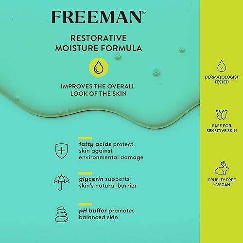 Freeman Cleanser + Mask, Moisturizing & Purifying Cream-To-Foam Face Wash, Multipurpose Skincare, Face Cleanser & Face Mask, AHA's & Botanical Extracts Facial Mask, 3 fl.oz./ 89 mL Tube, 1 Count