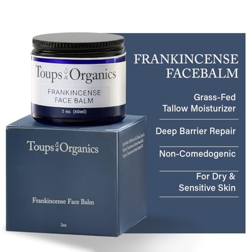 Toups & Co Frankincense Face Balm | Grass-Fed Tallow Moisturizer for Barrier Repair | Deeply Nourishing, Non-Comedogenic | With Organic Frankincense & Olive Oil | For Dry, Sensitive Skin