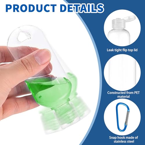 120 Pcs Traveling Bottles with Keychain 2oz Clear Plastic Bottle Containers, Refillable Empty Liquid Packing Squeeze Bottles with Lids for Liquid Cream