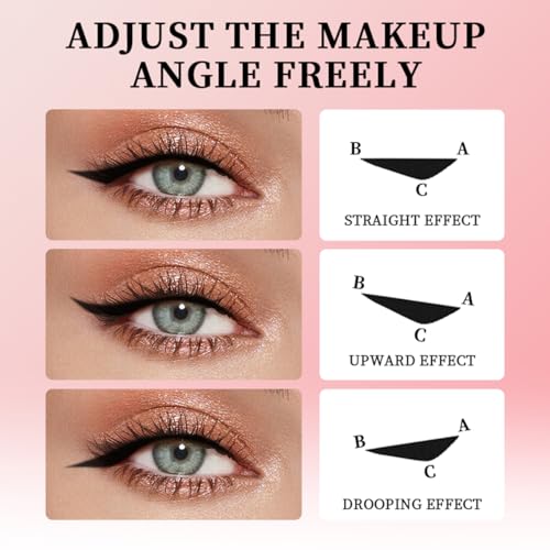 Dulele 2PCS Gel Eyeliner Pencil Set, Foldable Eyeliner Stamp for Perfect Wings, Double-headed Lazy Cat Eye Eyeliners Tool, Waterpoof Black Eye Liner Pencil