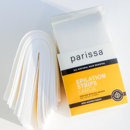 Parissa Epilation Strips (Large) | Non-Woven Waxing Strips, Soft & Durable for All-Over Hair Removal, 100% Biodegradable & Reusable with Wax, Professional-Quality for At-Home Waxing | 100 count