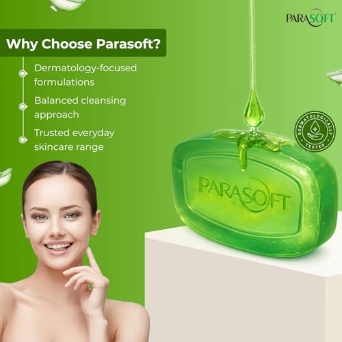 Parasoft Glycerine, Aloe Vera & Vitamin E Translucent Bathing Bar - 100g / 3.53 oz (Pack of 4) | Gentle & Refreshing Daily Cleansing Soap for Soft, Nourished Skin