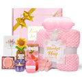 Birthday Gifts for Women Spa Care Package, Get Well Soon Gift Baskets Thinking of You Sympathy Gift, Self Care basket w/ Luxury Flannel Blanket 16 Oz Glass Mother Day Gifts for Her Sister Wift Friend