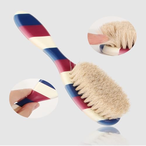 Professional Barber Straight Edge Razor and Barber Fade Brush Set Include 5 Blades, Straight Razor for Men Close Shaving & Hair Cutting (Red/White/Blue)