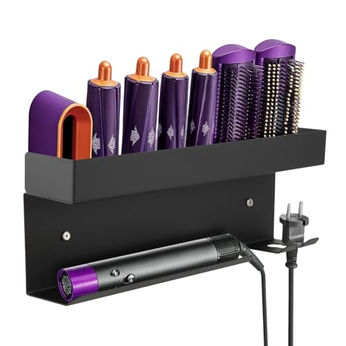 Wall Mount Curling Iron & Flat Iron Holder, Stainless Steel Organizer ? Bathroom & Vanity Hair Tool Storage for Home Daily Styling