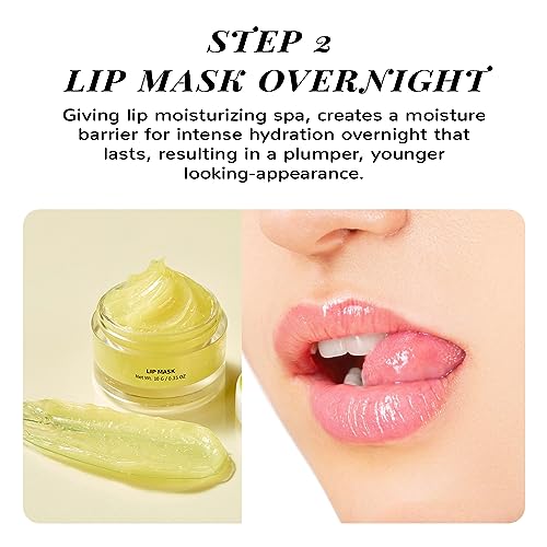 ANAI RUI Lip Care Kit, Lip Sugar Scrub Set, Lip Sleeping Mask & Lip Exfoliator Scrub, Overnight Lip Treatment, Lip Scrub For Dark Lips & Moisturizer for Dry, Chapped, Cracked, Lips, Turmeric