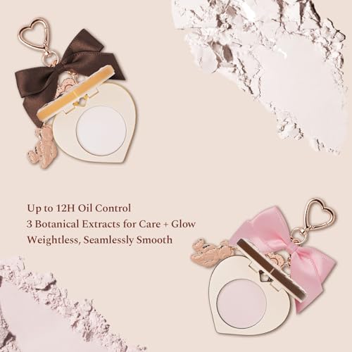 Flower Knows The Sweetie Bear Collection Setting Powder,Cute Bag Charms Purse Keychain,Makeup & Setting Compact and Puff Pressed Powder,Pore Blurring Backed,Gift for Women,0.09 Oz(02 Cookie)