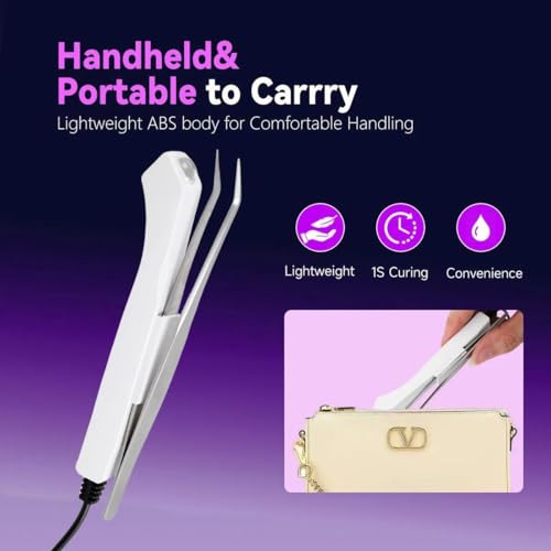 Uv Lash Lamp with Foot Pedal Portable Eyelash Extension Lamp Uv Eyelash Extension Curing Light for Nails Art US Plug Comes with Tweezers Stickers and Goggles(White)