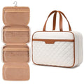 Travel Toiletry Bag for Women Hanging Travel Toiletry Organizer for Full-sized Toiletries Portable Water-resistant Travel Bag with Hanging Hook and 4 Compartments for Travel Essentials and Cosmetics