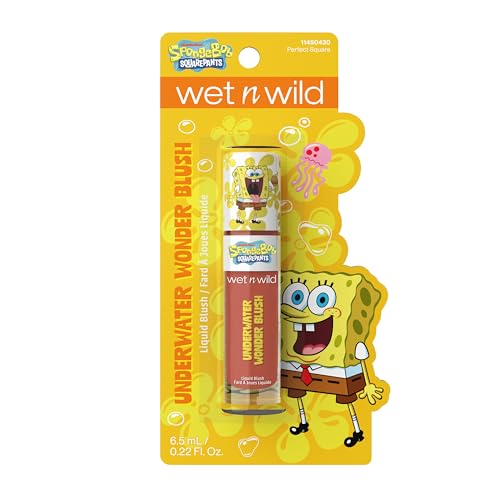 wet n wild SpongeBob Underwater Wonder Liquid Blush, Buildable Shimmery Gel Formula with Seamless Blend & Matte Finish ? Perfect Square