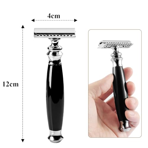 GRUTTI Premium Shaving Kit for Men, 4 in 1 Shaving Set Includes shaving Stand & Soap Bowl &Brush, Double Edge Safety Razor for Men, Safety, Eco-Friendly