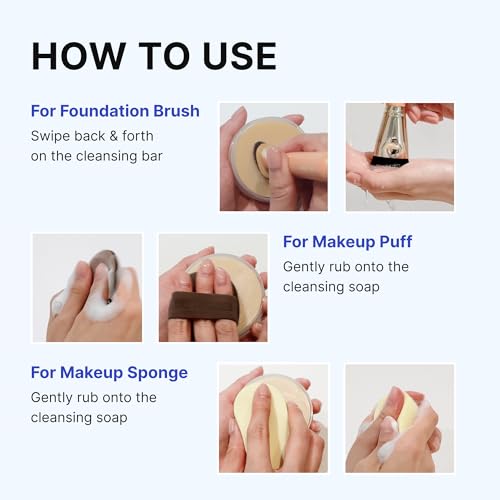 THE TOOL LAB Tool Cleansing Soap, Solid Cleansing Soap for Foundation Brushes Sponges & Puffs, Gentle Formula with Natural Ingredients, Removes Makeup & Buildup (2.65 Oz)
