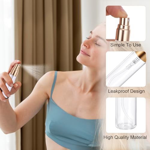 20 Pack 5ml Atomizer Glass Spray Bottles Mini Spray Bottles Glass Perfume Bottle Decant Bottles Gold Mini Sample Bottle Small Tiny Spray Bottle Refillable Mist Travel Sprayer
