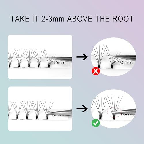 CoMango Premade Lash Extensions - 320 Fans, Short Stem, Volume Lash Fans (320Fans-6D-0.07-D-11mm)