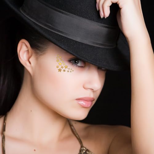 Metallic Gold Star Temporary Tattoos/Foil Body Art/Select your Pack Size/Skin Safe/Removable (48-Pack)