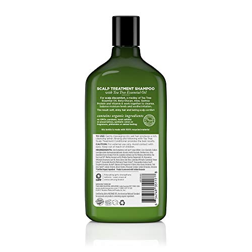 Avalon Organics Scalp Treatment Tea Tree Shampoo, 11 oz. (Pack of 2)