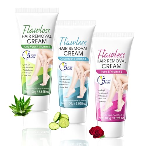 3PCS Hair Removal Cream for Women,Mens Depilatory Cream for Unwanted Hair in Face,Underarms,Bikini and Legs,Long-lasting Flawless Body Depilatory Lotion,Moisturizing Hair Removal Lotion