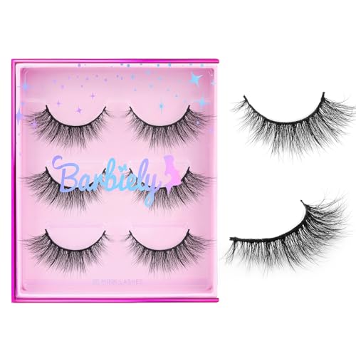 16mm Mink Lashes, 3D Real Mink Eyelashes, 3 Pairs Cat Eye Lashes, Natural Look False Eyelashes, 100% Handmade & Cruelty-Free Fluffy Wispy Luxury Volume Strip Eye Lashes (Fantasy)