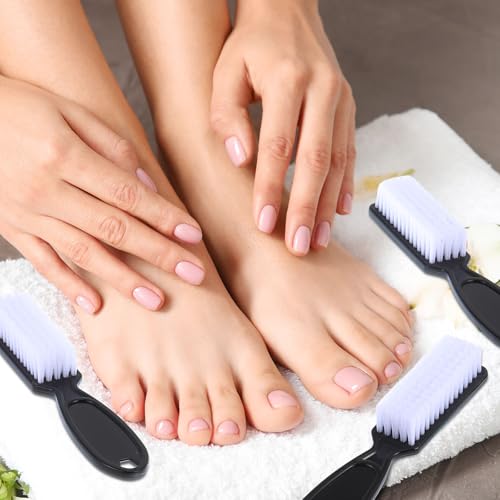 Patelai 200 Pcs Handle Grip Nail Brush Bulk Fingernail Brushes Pedicure Brush for Feet, Toes and Cleaning Fingernail(Black)