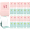 Amyhill 24 Pcs Party Favor Compact Fold Mini Mirror Preppy Bow Gift for Women Birthday Bridal Shower Bachelorette Graduation Party Supplies (Folding,Pink and Green)