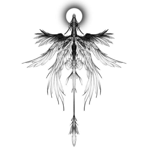 Large Dragon Temporary Tattoo Six Wings Dragon Tattoo Waterproof Lasting for Men Body Art Fake Waterproof Tattoo Arm Leg Tattoo 4 Sheets
