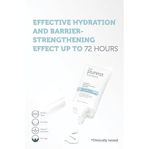 The Purest Solutions Hydration Booster Daily Moisturizing Cream - Ceramide + 4D Hyaluronic Acid + Pentavitin - 24-Hour Effective Intensive Care for All Skin Types - Vegan | Cruelty Free (1.69 fl. oz)