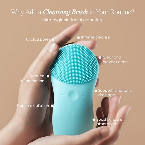Cleo+ Sonic Facial Cleansing Brush by Project E Beauty | Daily Cleansing | Gentle Exfoliating | Wireless Portable Face Cleanser | Face Massager Wash Brush | Travel Size | Waterproof Soft Silicone