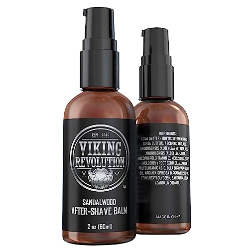 Viking Revolution Luxury After-Shave Balm for Men - Soothes and Moisturizes Face After Shaving - Eliminates Razor Burn for A Silky Smooth Finish - Sandalwood Scent (Pack of 2)
