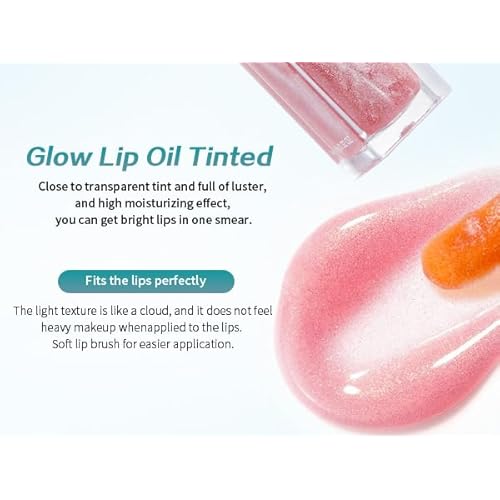Color Changing Lip Gloss - Non-Sticky Hydrating Lip Oil, High Shine Glassy Finish, PH Reactive Tinted Lip Plumper, Long Lasting Moisture & Glow (02 PURPLE PEACH, 1 Count)