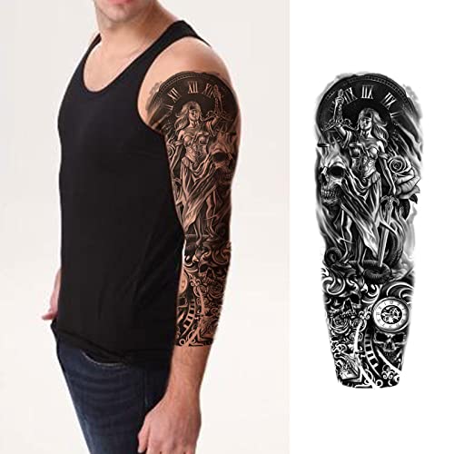 19Pcs Wolf Scorpion Full Arm Half Sleeve Fake Temporary Tattoo Sticker For Man