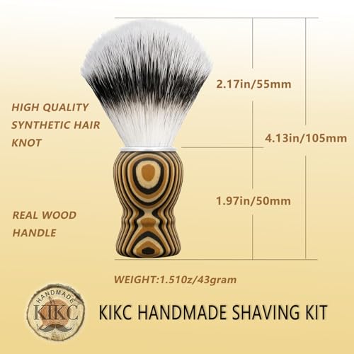 Hand Crafted Shaving Brush for Vegans, Synthetic Hair Bristle for Wet Shave, Comfortable Handle, Suitable for Leg Shaving