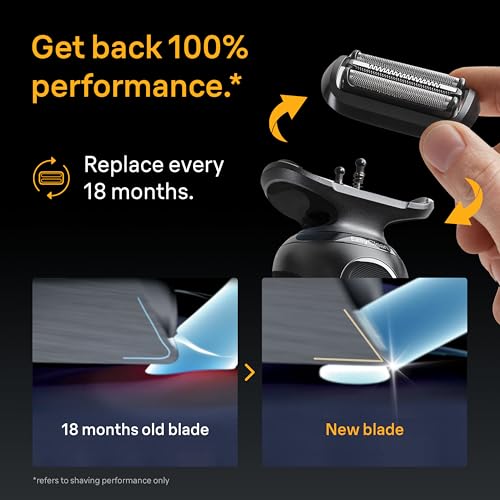 Braun Series 5 Electric Shaver Replacement Head, Easily Attach Your Shaver Head for a Shave as efficient as Day one, Compatible with New Generation Series 5 Shavers, 54B, Black