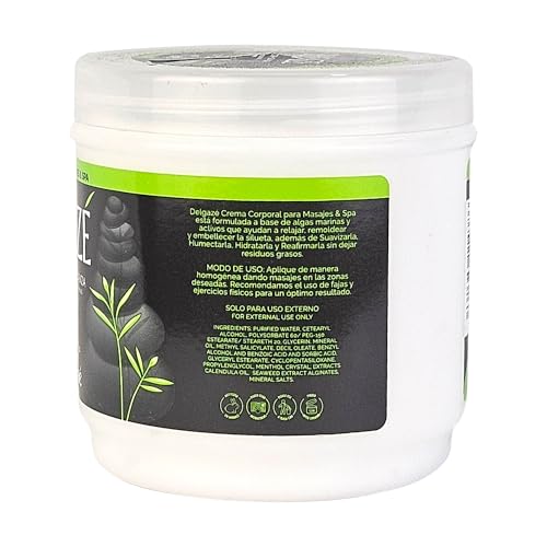 Delgaz? Thermoactive Massage Cream & Spa with Seaweed & Natural Extracts ? Anti-Stress, Hydrating & Firming Massage Cream for Spa & Home Use ? 16 oz