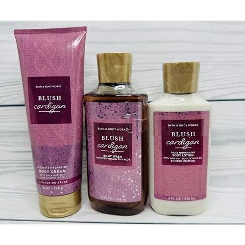 Bath & Body Works Body Blush Cardigan Gel Wash, Body Lotion and Ultimate Hydration Body Cream 3 Piece Set