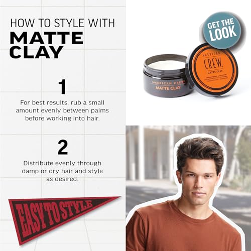 American Crew Men's Hair Matte Clay, Like Hair Gel with Medium/High Hold, 3 oz