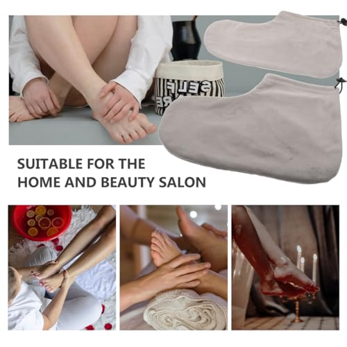 HEALLILY Paraffin Wax Bath Cotton Booties Moisturizing Work Foot Covers Feet Treatment Kit Grey Paraffin Wax Warmer Insulated Foot Wraps for Women Warm Therapy