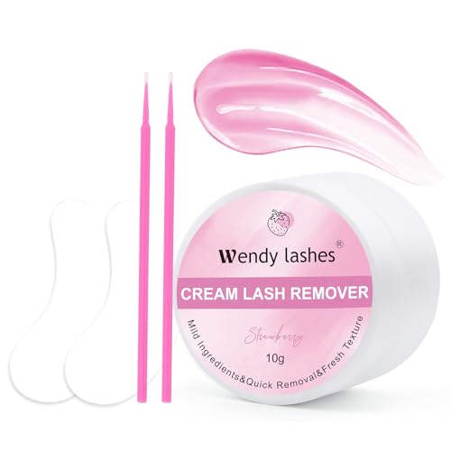 Lash Extension Remover Cream Eyelash Extension Remover Low Irritation Dissolves Powerful Eyelash Glue Remover for Salon Lash Glue Remover(Strawberry 10g)