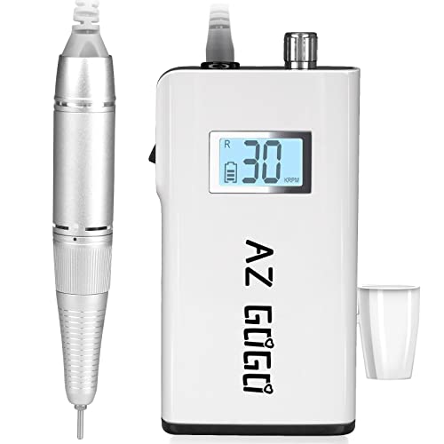 AZ GOGO Electric Nail Drill, 30000RPM Rechargeable Portable Nail Drill Machine for Acrylic Gel Nails, Professional Manicure E-File for Home or Salon Use