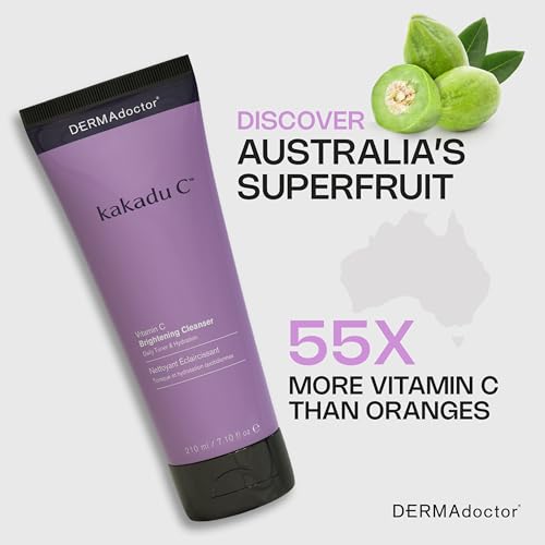 DERMAdoctor Vitamin C Face Wash ? Daily 3-in-1 Vitamin C Cleanser & Makeup Remover Face Wash That Tones, Clears Pores, Lifts Oil, and Removes Sunscreen & Pollutants with Potent Kakadu Plum ? 2.37 oz